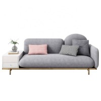 Modern Two Seats Couch Metal Legs Gray Fabric Sofa Furniture With Lift Storage Drawer