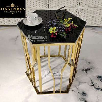 Modern Design Professional New Stainless Steel Hexagon Marble Top Coffee Table living room furniture Tea Table