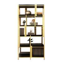 Open Back Home Bookshelf Furniture Modern Luxury Office Bookcase Custom Gold Stainless Steel Frame 8 Inch High Bookcase